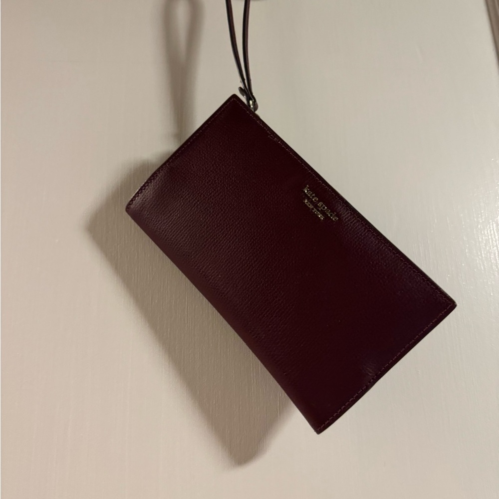 Elegant Burgundy Kate Spade Leather Wristlet